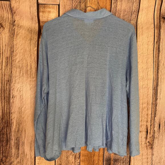 J. Jill Shirt Love Linen Button Down Relaxed Fit Coastal Blue Basic Plus Size 2X - Picture 2 of 9